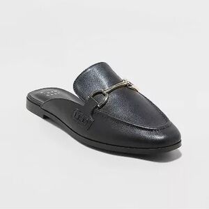 A New Day Women's Sandy Mule Flats - Black 7.5 with Gold Accent